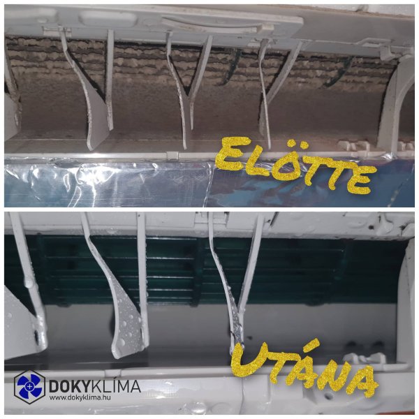 Klímatisztítás előtte utána eredmény Doky Klíma